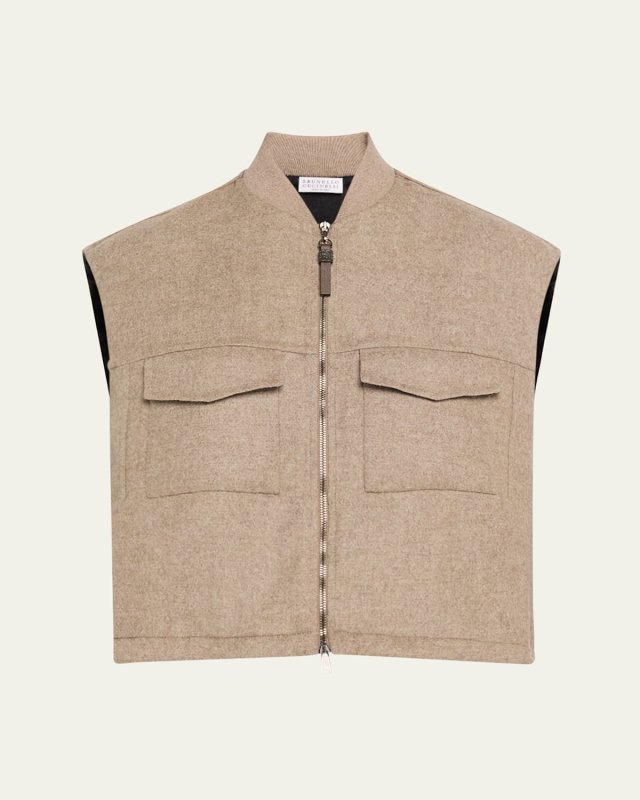 Zip-Up Fluid Double Face Wool Vest